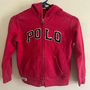 Polo Ralph Lauren Jacket Boys Large Red Full Zip Spell Out Embroidered Youth 6